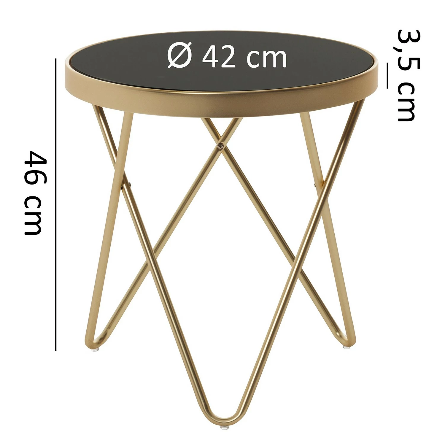 Jack & Alice Beistelltisch Morgan - Glas / Metall - Schwarz / Gold 6 Jack & Alice Beistelltisch Morgan - Glas / Metall - Schwarz / Gold – Bild 6