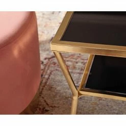 Jack & Alice Couchtisch Ballyboe - Glas / Metall - Schwarz / Gold -Wohnzimmermöbel boutique en ligne 1000194311 200108 10062800665 DETAILS P000000001000194311