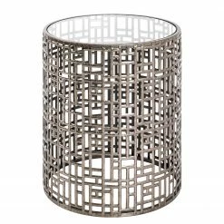 Red Living Beistelltisch Uvana I - Glas / Stahl - Antiksilber