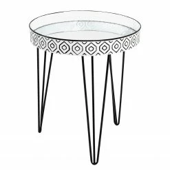 Norrwood Beistelltisch Ponemah I - Glas / Stahl - Schwarz / Weiß