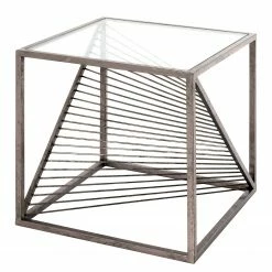 Red Living Beistelltisch Lixhult II - Glas / Stahl - Antiksilber