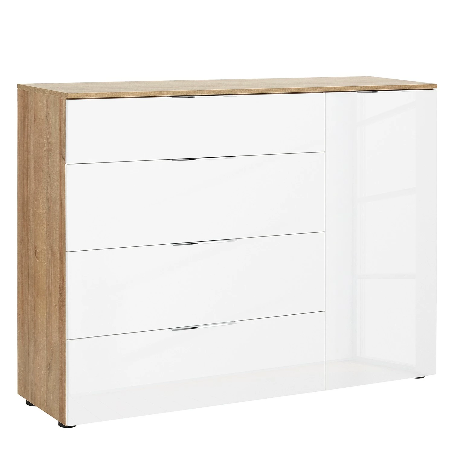 Maja Möbel Kommode Trend V - Glas - Weiß / Eiche Sonoma Dekor 4 Maja Möbel Kommode Trend V - Glas - Weiß / Eiche Sonoma Dekor – Bild 4