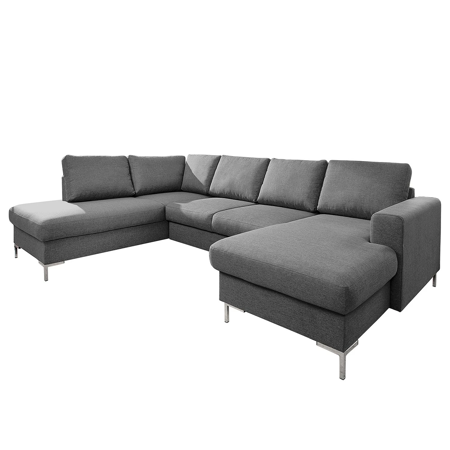 Fredriks Wohnlandschaft Sagata - Webstoff - Grau - Ottomane davorstehend links - Bettkasten - Schlaffunktion für dauerhafte Nutzung 1 Fredriks Wohnlandschaft Sagata - Webstoff - Grau - Ottomane davorstehend links - Bettkasten - Schlaffunktion für dauerhafte Nutzung