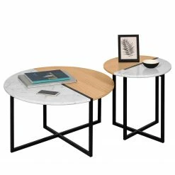 Temahome Couchtisch Sonata - Marmor / Stahl - Eiche / Weiß -Wohnzimmermöbel boutique en ligne 1000198865 191209 09463100056 DETAILS P000000001000198865