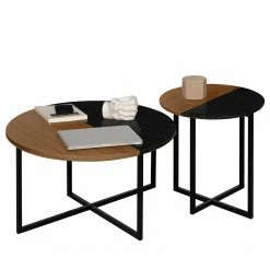 Temahome Beistelltisch Sonata - Marmor / Stahl - Walnuss / Schwarz 21 Temahome Beistelltisch Sonata - Marmor / Stahl - Walnuss / Schwarz -Wohnzimmermöbel boutique en ligne 1000198867 191209 09463500082 DETAILS P000000001000198867