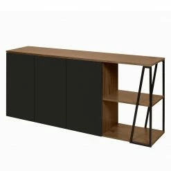 Temahome Sideboard Albi - Echtholzfurnier - Walnuss / Schwarz