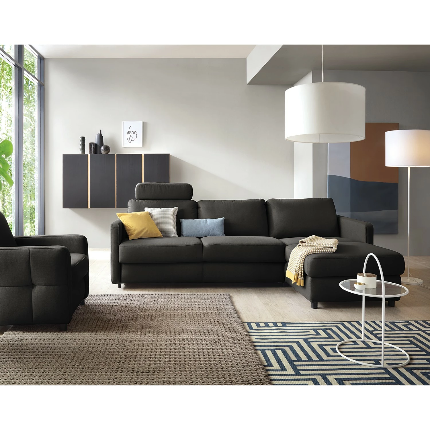 Fredriks Ecksofa Barbon - Flachgewebe - Anthrazit - Breite: 256 cm - Longchair davorstehend rechts 3 Fredriks Ecksofa Barbon - Flachgewebe - Anthrazit - Breite: 256 cm - Longchair davorstehend rechts – Bild 3