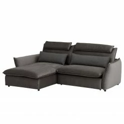 Fredriks Ecksofa Coolin - Samt - Dunkelbraun - Longchair davorstehend links - Schlaffunktion - Bettkasten