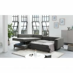 Fredriks Ecksofa Manso - Webstoff - Grau - Ottomane davorstehend links - Schlaffunktion - Bettkasten -Wohnzimmermöbel boutique en ligne 1000199902 200225 14064101226 MOOD DETAILS P000000001000199902 mood