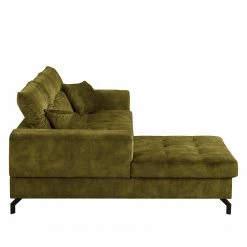 Fredriks Ecksofa Atmore - Samt - Olivgelb - Longchair davorstehend links -Wohnzimmermöbel boutique en ligne 1000199976 200205 11530500095 DETAILS P000000001000199976