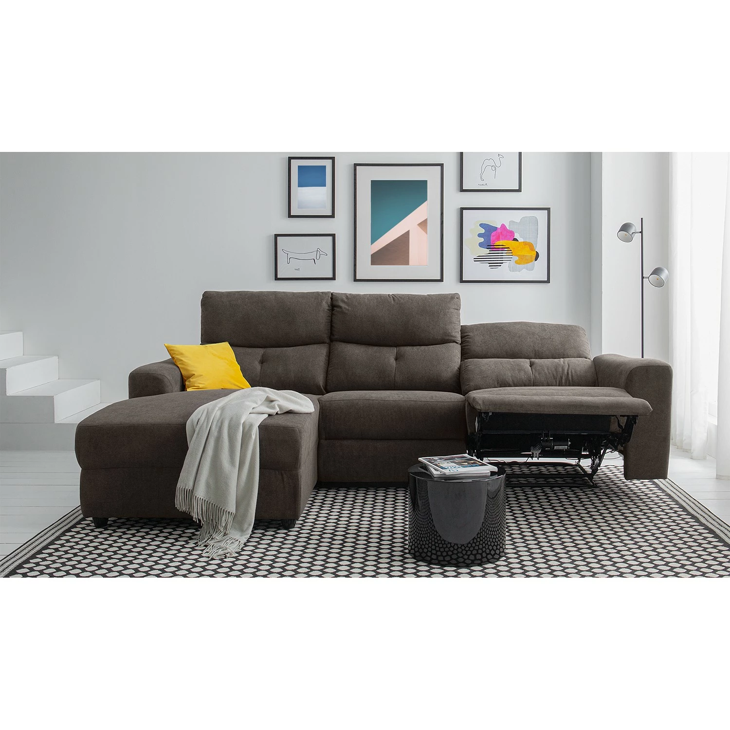 Modoform Ecksofa Bazaar - Flachgewebe - Braungrau - Ottomane davorstehend rechts 4 Modoform Ecksofa Bazaar - Flachgewebe - Braungrau - Ottomane davorstehend rechts – Bild 4