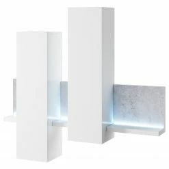 Loftscape Wohnwand Littor (3-teilig) - inkl. Beleuchtung - Weiß / Beton Dekor -Wohnzimmermöbel boutique en ligne 1000202015 200203 11093000116 DETAILS P000000001000202015
