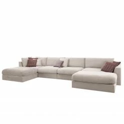 Fredriks Wohnlandschaft Dixwell II - Flachgewebe - Kaschmir - Ottomane davorstehend rechts