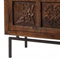 Wolf-Möbel Kommode Carving - Akazie massiv / Metall - Akazie / Schwarz -Wohnzimmermöbel boutique en ligne 1000202474 201008 14583000007 DETAILS P000000001000202474