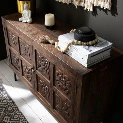 Wolf-Möbel Kommode Carving - Akazie massiv / Metall - Akazie / Schwarz -Wohnzimmermöbel boutique en ligne 1000202474 210127 06215600027 DETAILS P000000001000202474