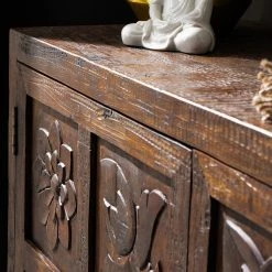 Wolf-Möbel Kommode Carving - Akazie massiv / Metall - Akazie / Schwarz -Wohnzimmermöbel boutique en ligne 1000202474 210127 06215900028 DETAILS P000000001000202474