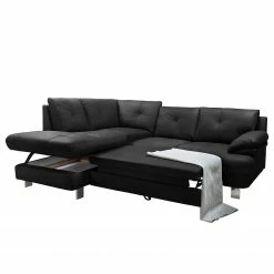 Fredriks Ecksofa NoDa - Echtleder - Schwarz - Ottomane davorstehend links - Schlaffunktion - Bettkasten -Wohnzimmermöbel boutique en ligne 1000205259 200310 12361601238 DETAILS P000000001000205259