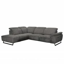 Fredriks Ecksofa NoHo - Microfaser - Grau - Ottomane davorstehend links - Relaxfunktion