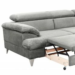 Fredriks Ecksofa Coto II - Microfaser - Lichtgrau - Longchair davorstehend rechts - Schlaffunktion - Bettkasten -Wohnzimmermöbel boutique en ligne 1000205294 200709 16585100116 DETAILS P000000001000205294