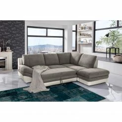 Fredriks Ecksofa Gerton - Kunstleder - Grauweiß - Ottomane davorstehend rechts -Wohnzimmermöbel boutique en ligne 1000205321 200310 12371901864 MOOD DETAILS P000000001000205321 mood