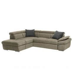 Fredriks Ecksofa Barvas I - Strukturstoff - Lichtgrau - Ottomane davorstehend links - Keine Funktion