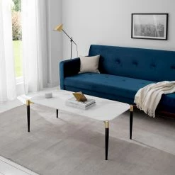 Jack & Alice Couchtisch Conyers - Glas / Metall - Marmor Weiß Dekor / Schwarz -Wohnzimmermöbel boutique en ligne 1000205493 201029 13573400002 MOOD DETAILS P000000001000205493 mood