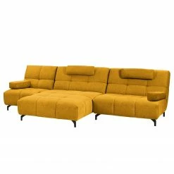 Fredriks Ecksofa Bellmore III - Microfaser - Senfgelb - Mit Kopfstütze