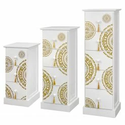 Ridgevalley Kommode Youx - Paulownia teilmassiv - Weiß / Gold - Höhe: 60 cm -Wohnzimmermöbel boutique en ligne 1000206266 200218 13102500007 DETAILS P000000001000206266