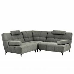 Fredriks Ecksofa Bellmore I - Microfaser - Grau - Mit Kopfstütze