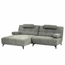 Fredriks Ecksofa Bellmore II - Microfaser - Lichtgrau - Mit Kopfstütze