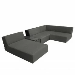 Tom Tailor Wohnlandschaft Elements III - Webstoff - Stoff TBO: 19 woven grey - Mit Schlaffunktion