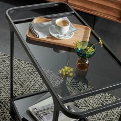 Norrwood Servierwagen Kisko - Glas / Metall - Grau / Schwarz -Wohnzimmermöbel boutique en ligne 1000206940 200306 14383100024 MOOD DETAILS P000000001000206940 mood