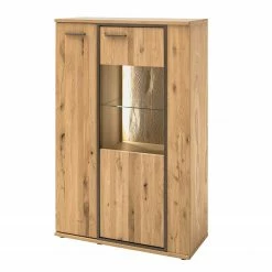 Naturoo Highboard Doora - Asteiche teilmassiv - Asteiche Bianco / Graphit