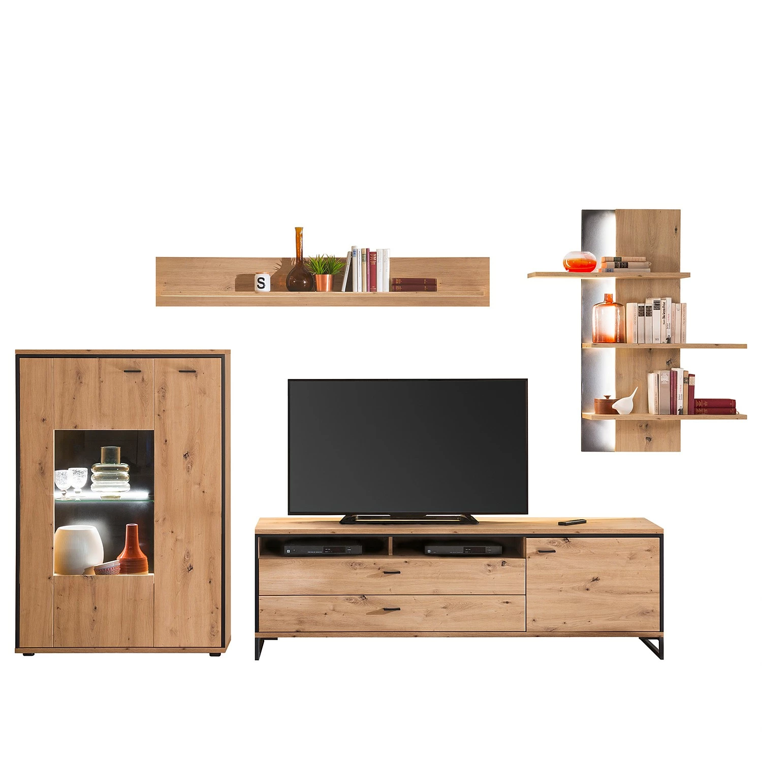 Loftscape Wohnwand Buena II (4-teilig) - Balkeneiche Dekor / Anthrazit 4 Loftscape Wohnwand Buena II (4-teilig) - Balkeneiche Dekor / Anthrazit – Bild 4