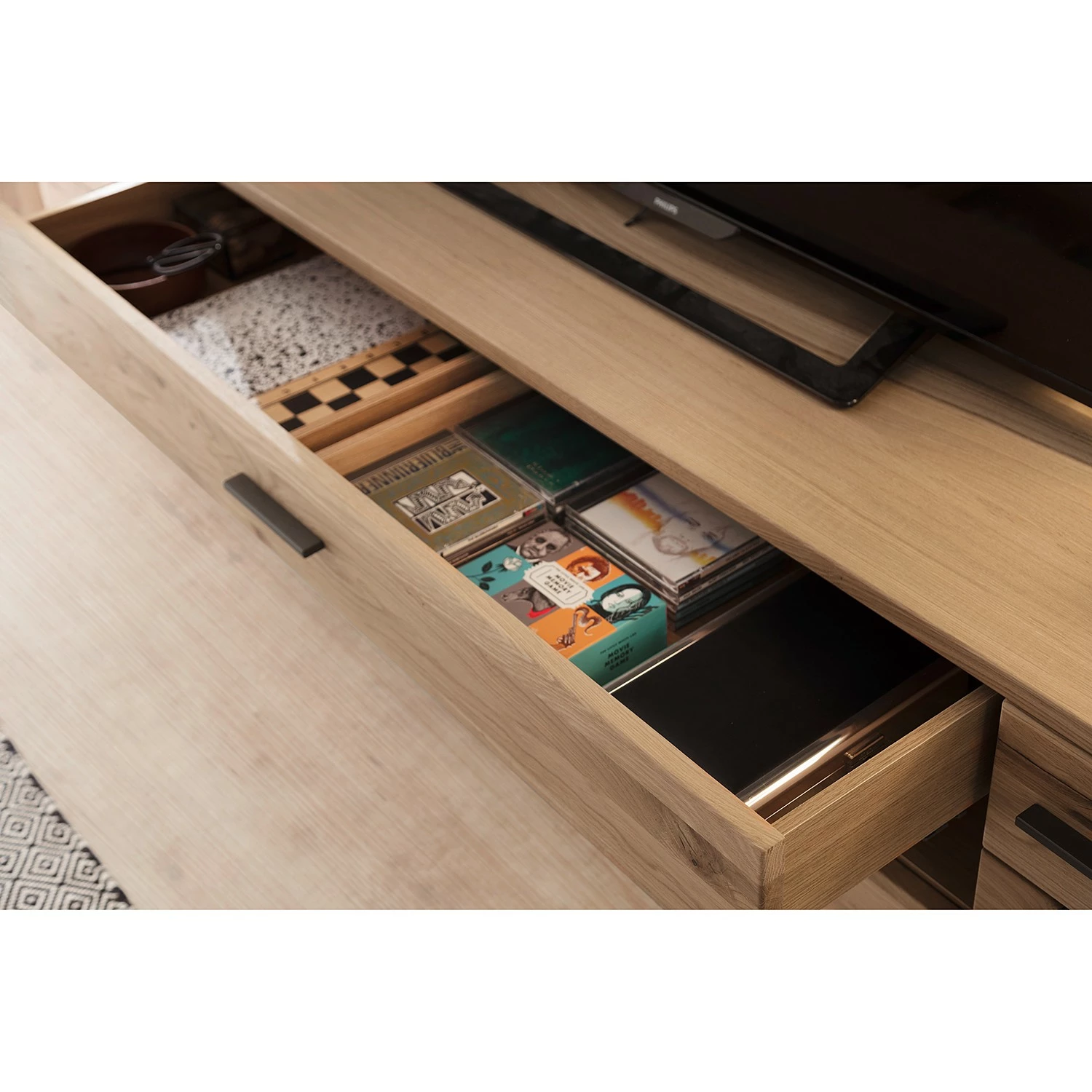 Loftscape Wohnwand Salvo I (3-teilig) - Eiche teilmassiv - Balkeneiche Bianco / Grau 4 Loftscape Wohnwand Salvo I (3-teilig) - Eiche teilmassiv - Balkeneiche Bianco / Grau – Bild 4