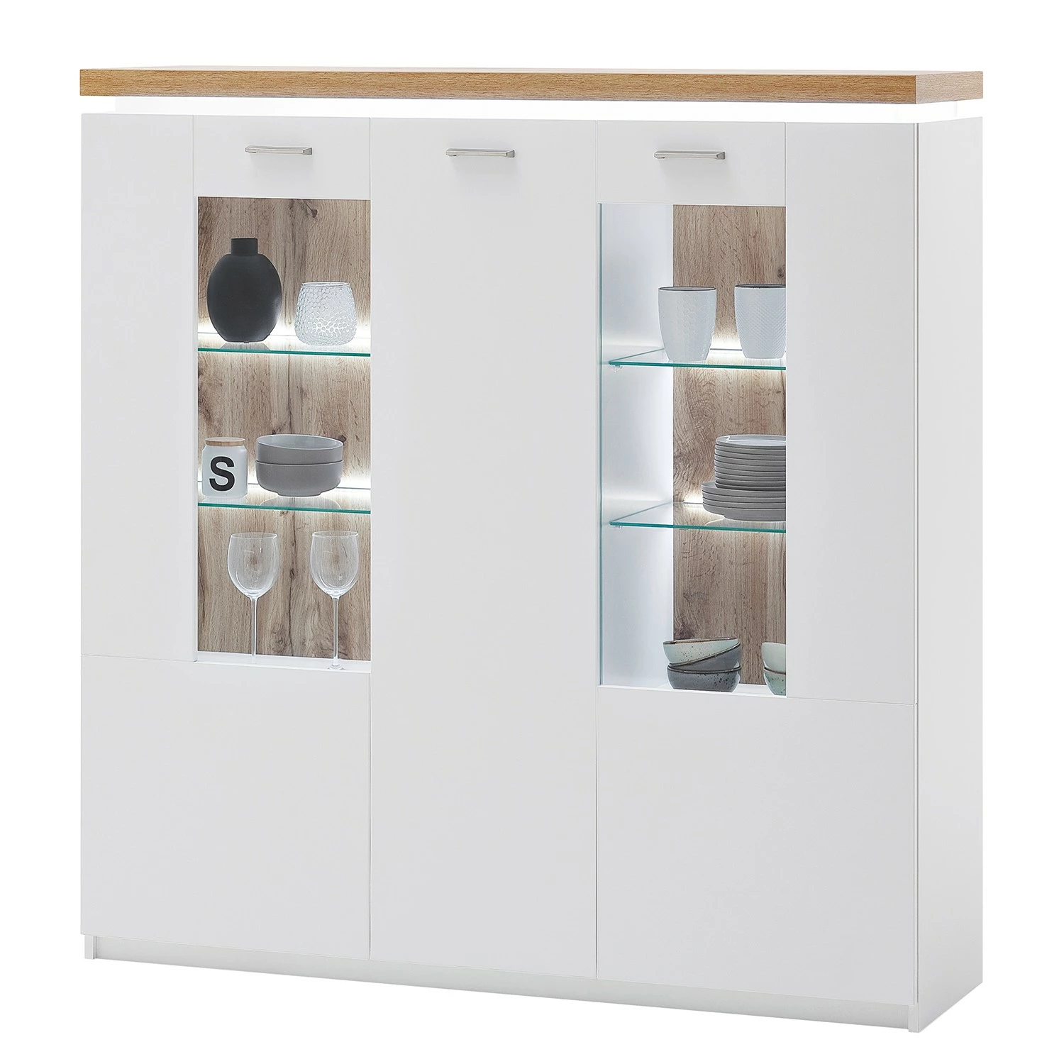 Loftscape Highboard Mundai - Inkl. Beleuchtung - Weiß / Eiche Wotan Dekor 6 Loftscape Highboard Mundai - Inkl. Beleuchtung - Weiß / Eiche Wotan Dekor – Bild 6