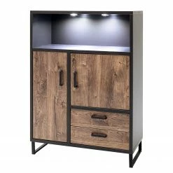 Red Living Highboard Hixson - Eiche Barrique Dekor / Schwarz