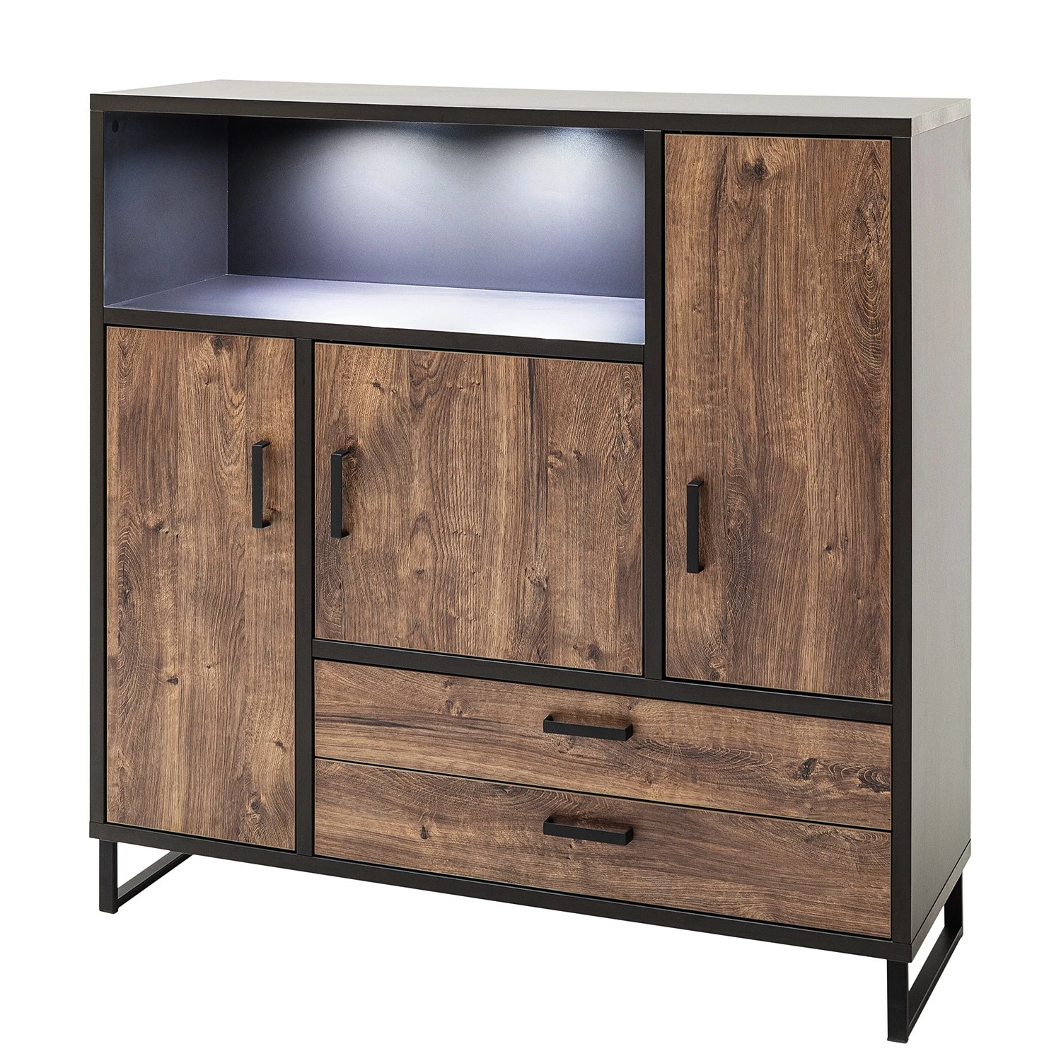 Red Living Highboard Hixson - Eiche Barrique Dekor / Schwarz 1 Red Living Highboard Hixson - Eiche Barrique Dekor / Schwarz