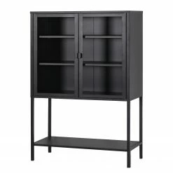 Loftscape Highboard Cowee II - Glas / Metall - Schwarz