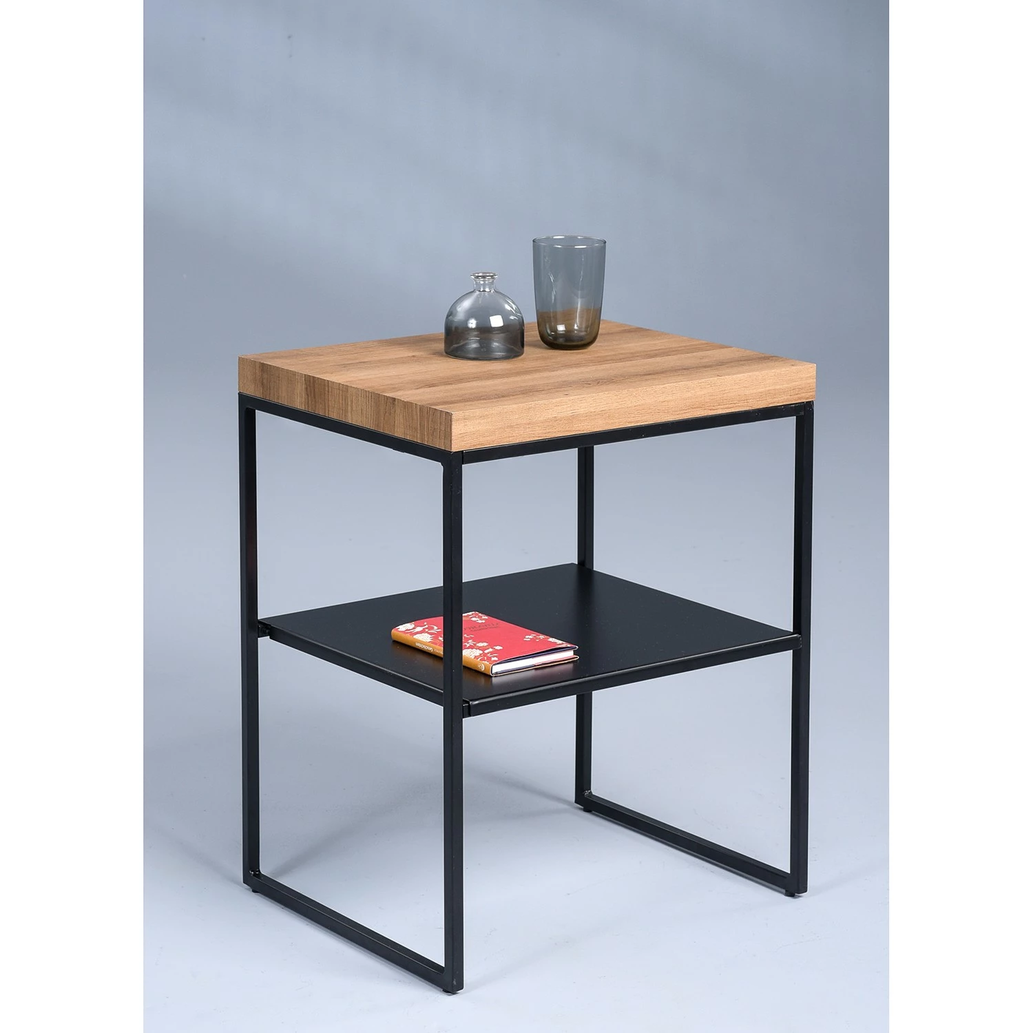 Loftscape Beistelltisch Saxton - Eiche Dunkel Dekor / Schwarz 2 Loftscape Beistelltisch Saxton - Eiche Dunkel Dekor / Schwarz – Bild 2