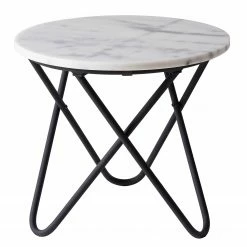 Studio Copenhagen Beistelltisch Menou I - Marmor / Metall - Marmor Weiß / Schwarz -Wohnzimmermöbel boutique en ligne 1000210780 211118 134036000035 DETAILS P000000001000210780