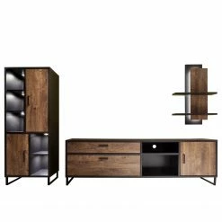 Red Living Wohnwand Hixson I (3-teilig) - Eiche Barrique Dekor / Schwarz -Wohnzimmermöbel boutique en ligne 1000210793 200723 13095100010 DETAILS P000000001000210793