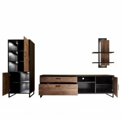 Red Living Wohnwand Hixson I (3-teilig) - Eiche Barrique Dekor / Schwarz -Wohnzimmermöbel boutique en ligne 1000210793 200723 13095300012 DETAILS P000000001000210793