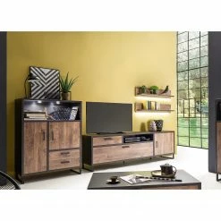 Red Living Wohnwand Hixson II (4-teilig) - Eiche Barrique Dekor / Schwarz -Wohnzimmermöbel boutique en ligne 1000210794 200430 14330100027 MOOD DETAILS P000000001000210794 mood