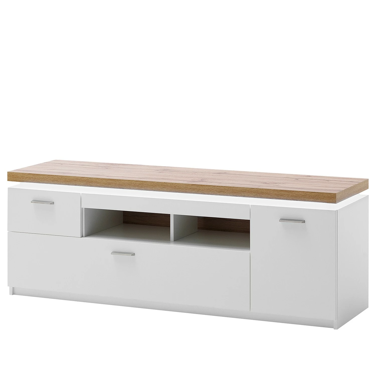 Loftscape Wohnwand Mundai II (3-teilig) - Inkl. Beleuchtung - Weiß / Eiche Wotan Dekor 10 Loftscape Wohnwand Mundai II (3-teilig) - Inkl. Beleuchtung - Weiß / Eiche Wotan Dekor – Bild 10