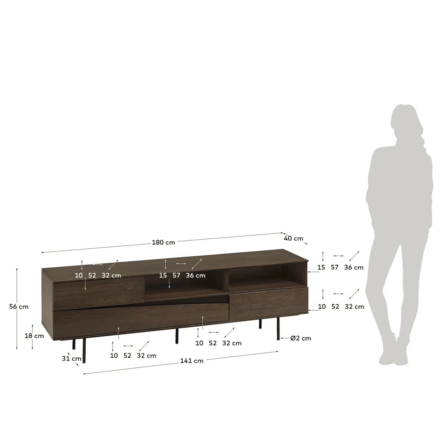 Red Living TV-Lowboard Kluuvi - Echtholzfurnier - Walnuss / Schwarz 11 Red Living TV-Lowboard Kluuvi - Echtholzfurnier - Walnuss / Schwarz – Bild 11