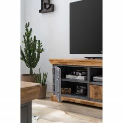 Ars manufacti TV-Lowboard Hunter II - Mango massiv / Metall - Mango / Blaugrau -Wohnzimmermöbel boutique en ligne 1000211062 210225 12525800004 MOOD DETAILS P000000001000211062 mood