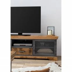 Ars manufacti TV-Lowboard Hunter II - Mango massiv / Metall - Mango / Blaugrau -Wohnzimmermöbel boutique en ligne 1000211062 210225 12530400007 MOOD DETAILS P000000001000211062 mood