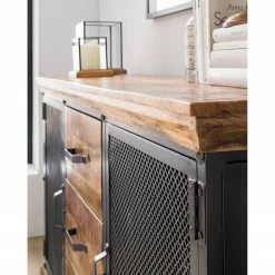 Ars manufacti Sideboard Hunter II - Mango massiv / Metall - Mango / Blaugrau -Wohnzimmermöbel boutique en ligne 1000211063 210219 10174200008 DETAILS P000000001000211063