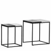 Jack & Alice Beistelltisch Daggett I (2er-Set) - Marmor / Metall - Marmor Schwarz / Marmor Weiß